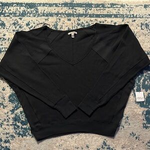 Free People Santa Clara thermal Black V-Neck Sweater NWT Small Women’s